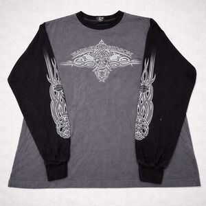 Harley Davidson Long Sleeve Shirt Mens L Gray Black Graphic Dealer Oregon